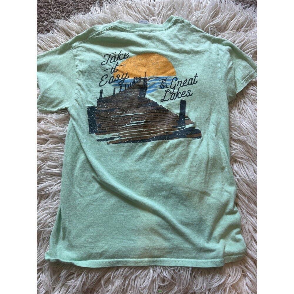 Women’s Size Small Michigan Great Lakes Lake Tourist Shirt Mint Green
